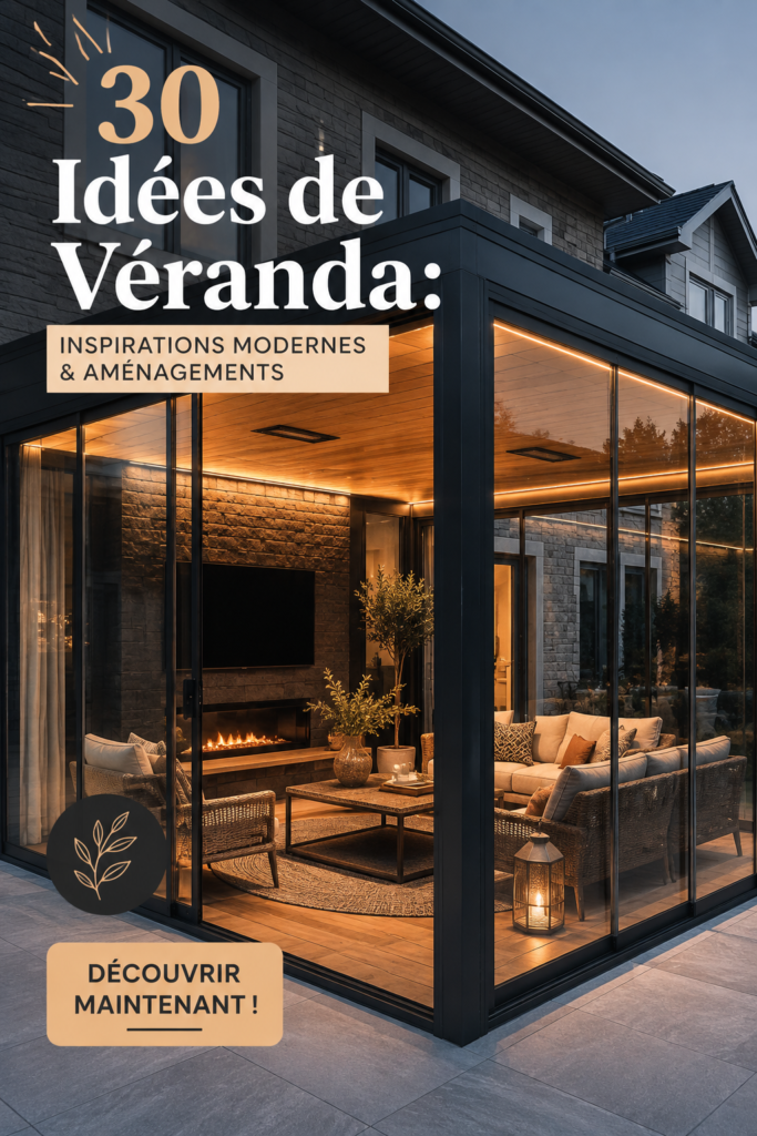 Une véranda moderne avec des meubles confortables et des plantes vertes