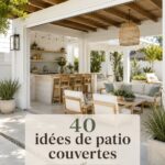 Un patio couvert accueillant avec un mobilier confortable pour se détendre.