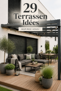 Terrasse moderne et accessible avec des meubles confortables et des plantes