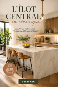 Îlot central en céramique moderne dans une cuisine accueillante