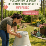 Un joli jardin intérieur avec des fleurs colorées et des plantes vertes, créant une ambiance apaisante.