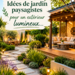Un jardin paysager lumineux et accueillant avec des couleurs éclatantes.