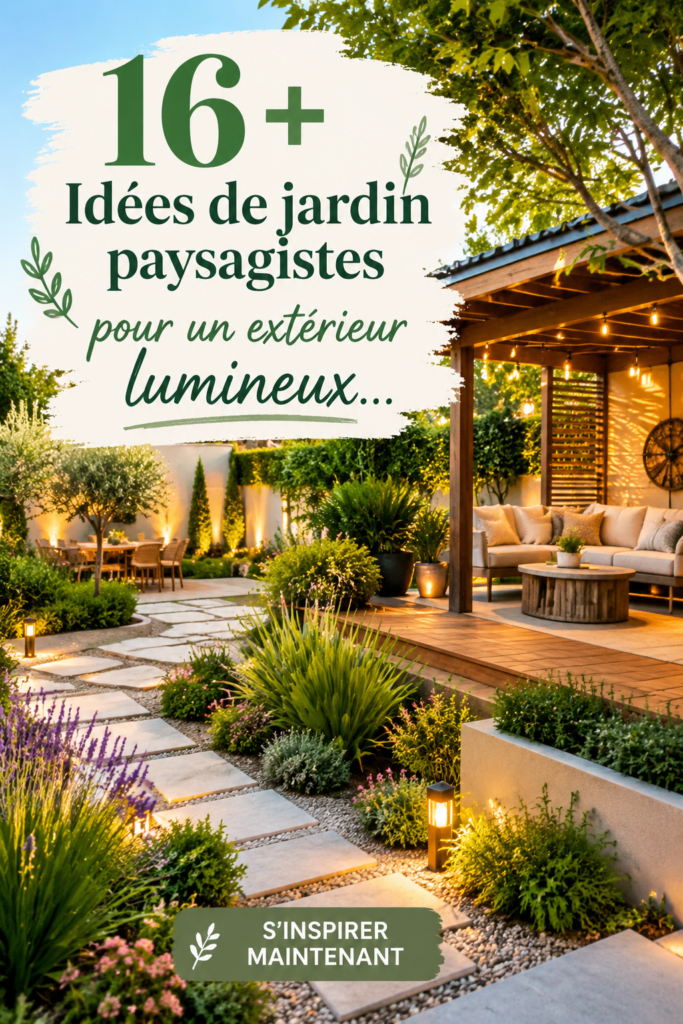Un jardin paysager lumineux et accueillant avec des couleurs éclatantes.