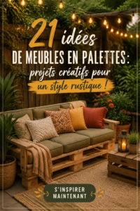 Une belle table en palettes dans un salon rustique, mettant en valeur un intérieur chaleureux.