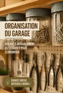 Garage bien organisé avec des étagères et des rangements pratiques