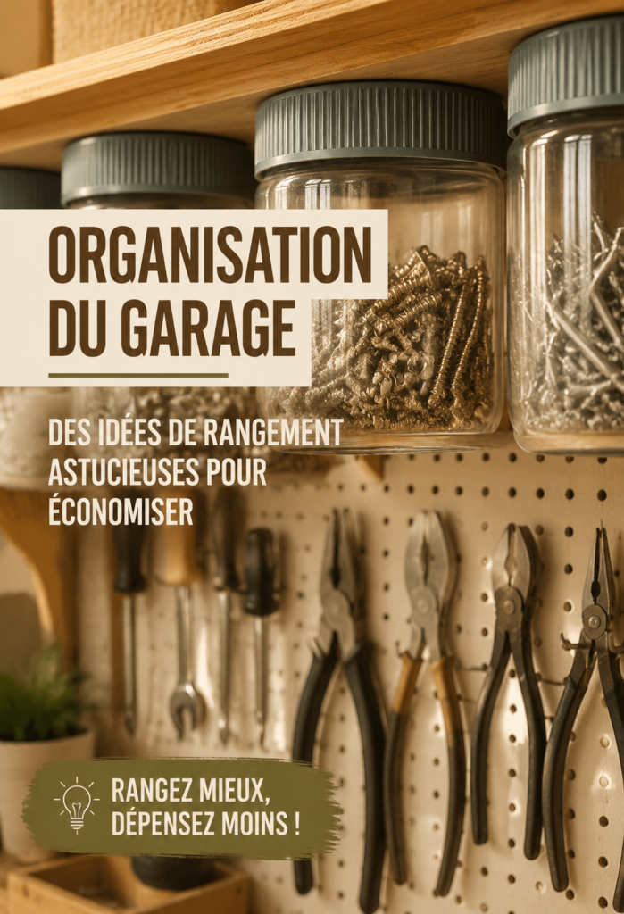 Garage bien organisé avec des étagères et des rangements pratiques