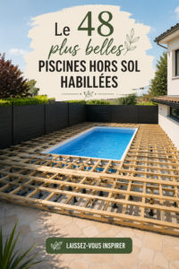 Piscine hors sol entourée de verdure en Lozère, créant un espace de détente convivial.