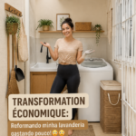 Buanderie rénovée avec des couleurs chaleureuses et un aménagement pratique.