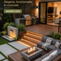Une terrasse de jardin moderne et accueillante avec des plantes vertes