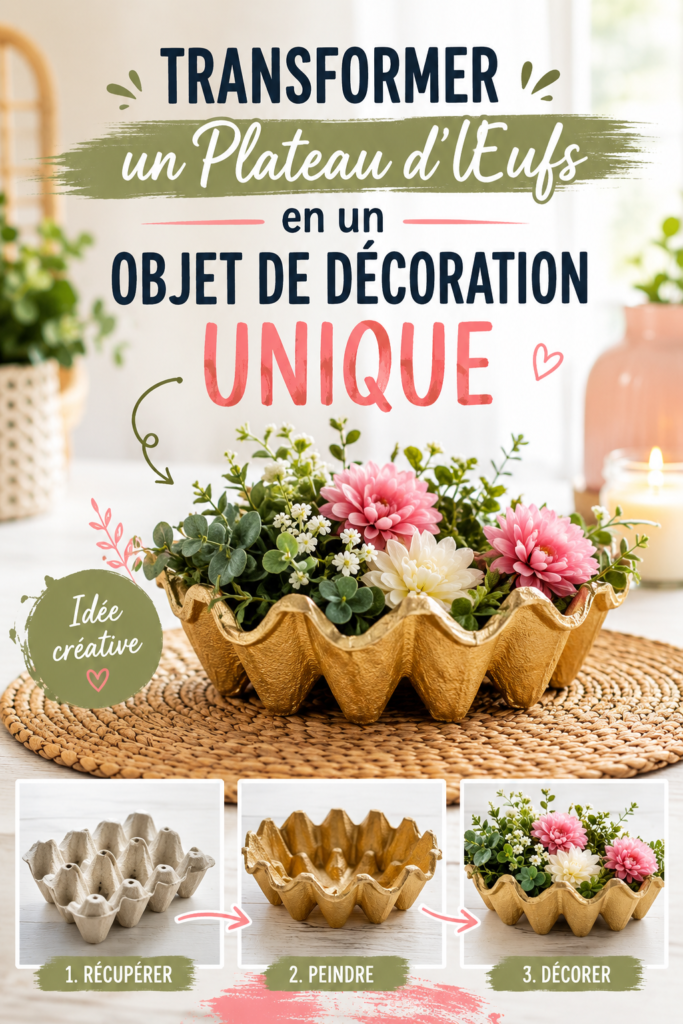 Plateau d'œufs transformé en objet de décoration unique