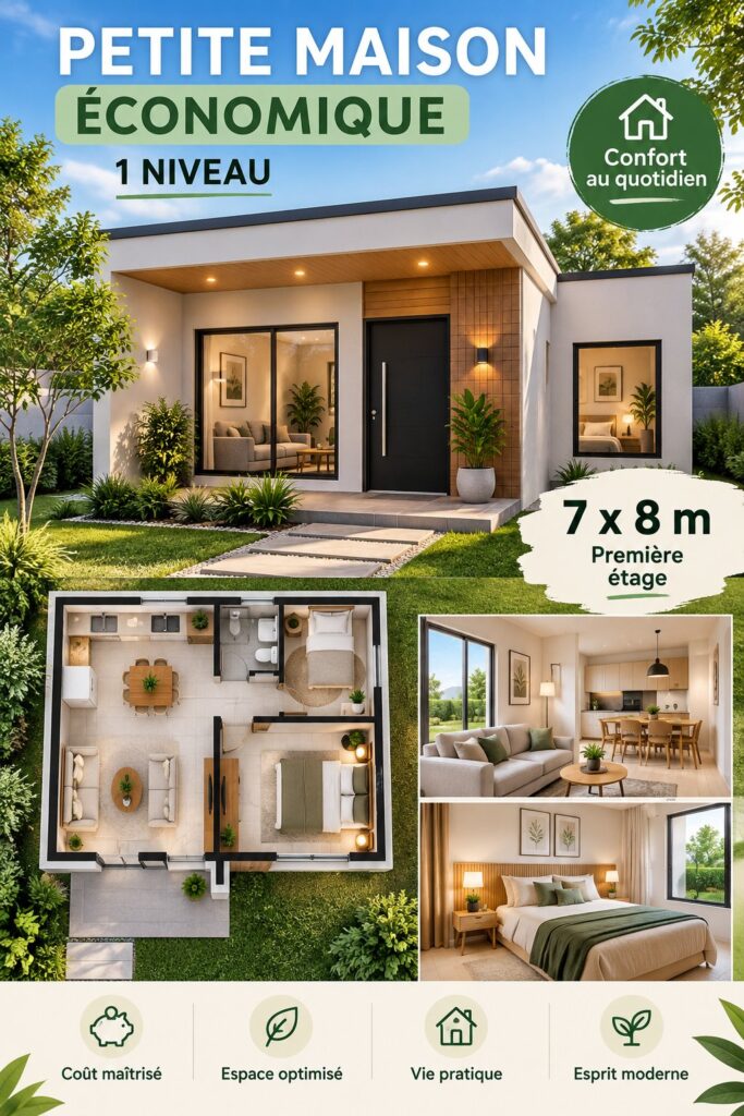 Intérieur chaleureux d'une maison accessible et économique, décoré avec goût