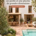 Un patio accueillant avec un jardin et une piscine modernes, conçu pour être accessible à tous.