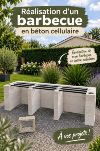 Barbecue en béton dans un jardin bien aménagé