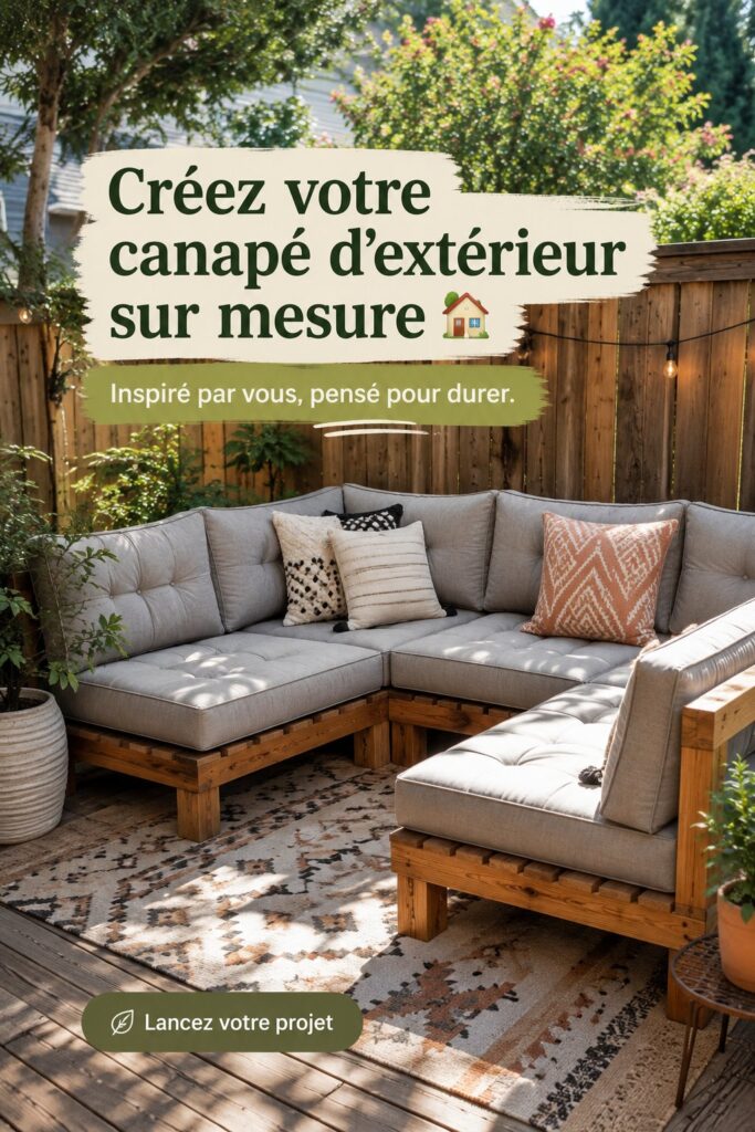 Canapé de jardin sur mesure dans un espace extérieur accueillant