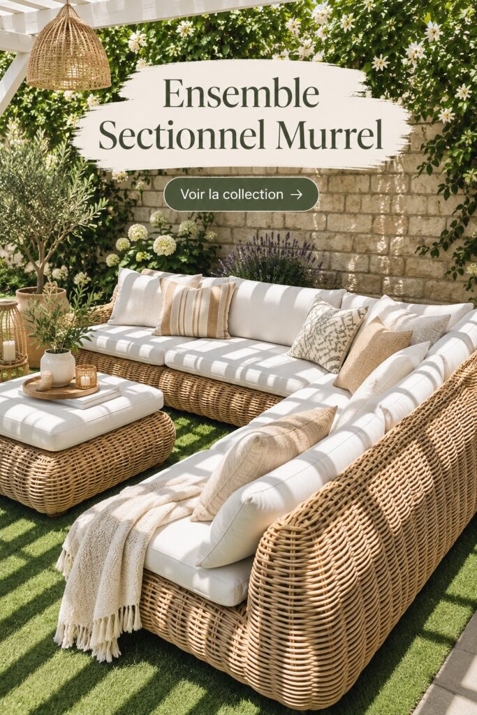 Un salon accueillant mettant en valeur un canapé modulaire confortable et stylé.