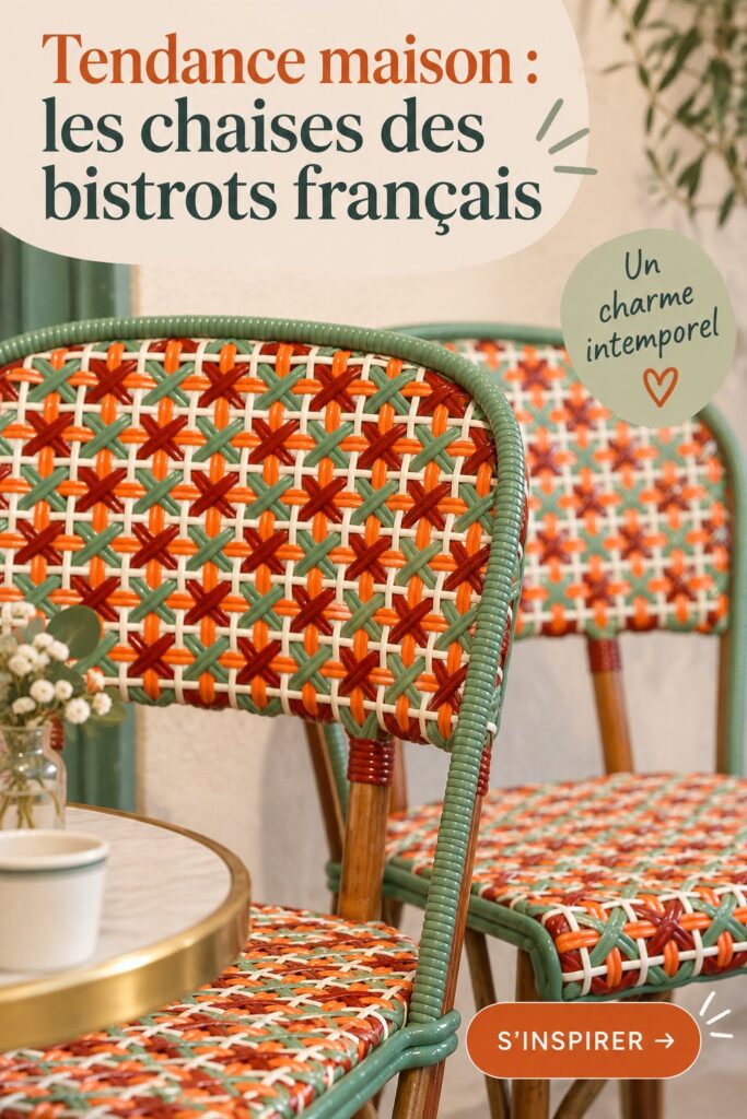 Chaises de bistrot en bois dans un intérieur cosy et charmant