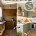 Cuisine modernisée sans travaux, avec des éléments de décoration et mobilier fonctionnels.