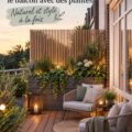 Un balcon verdoyant décoré de plantes variées et accueillantes