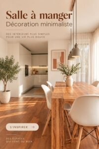 Salle à manger minimaliste avec des éléments décoratifs simples et raffinés.