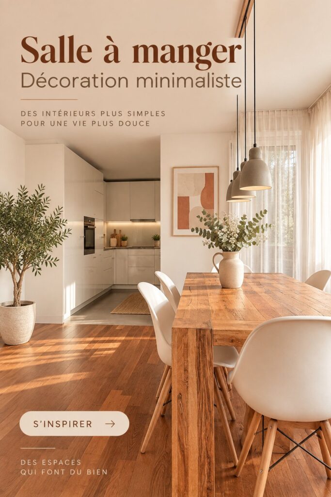 Salle à manger minimaliste avec des éléments décoratifs simples et raffinés.