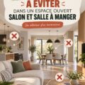 Un salon ouvert bien aménagé avec des couleurs harmonieuses et un éclairage accueillant.