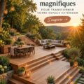 Terrasse chaleureuse et accueillante avec des fauteuils confortables et des plantes vertes.