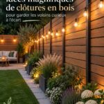 Exemple de clôture en bois esthétique et moderne dans un jardin privé