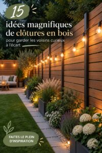 Exemple de clôture en bois esthétique et moderne dans un jardin privé