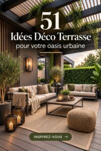 Terrasse aménagée en oasis urbaine avec plantes et mobilier confortable
