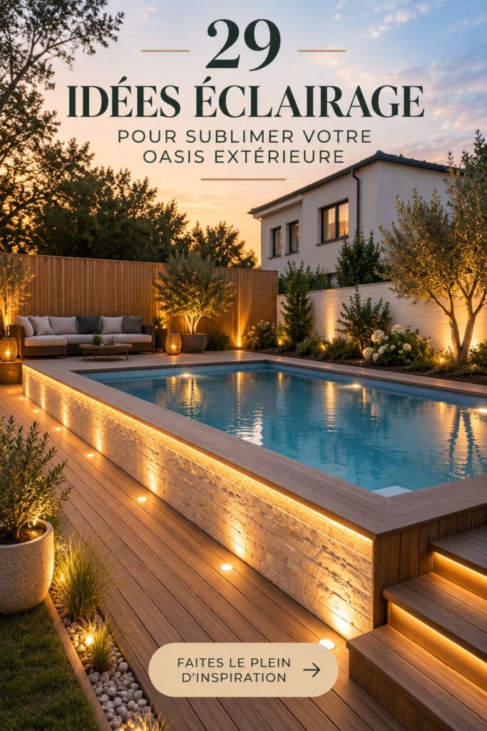 Un jardin illuminé avec des guirlandes et des lanternes, offrant une ambiance chaleureuse et accueillante.
