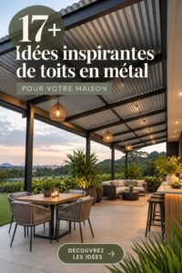 Patio en métal moderne avec des meubles confortables et une ambiance chaleureuse