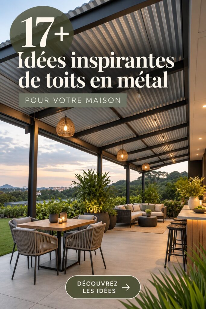 Patio en métal moderne avec des meubles confortables et une ambiance chaleureuse