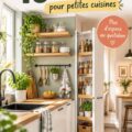 Aperçu d'une petite cuisine avec des solutions de rangement modernes et pratiques.