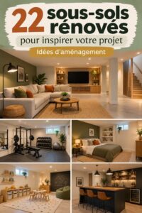 Idées de réaménagement d'un sous-sol avec des espaces accueillants et décoratifs.