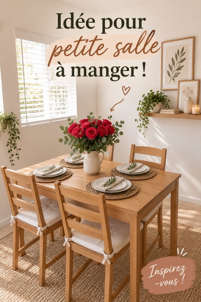 Aménagement chaleureux d'une petite salle à manger avec table et chaises en bois