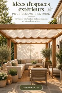 Terrasse couverte décorée pour des soirées d'été conviviales