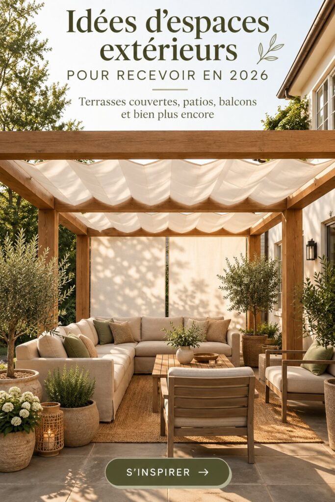 Terrasse couverte décorée pour des soirées d'été conviviales