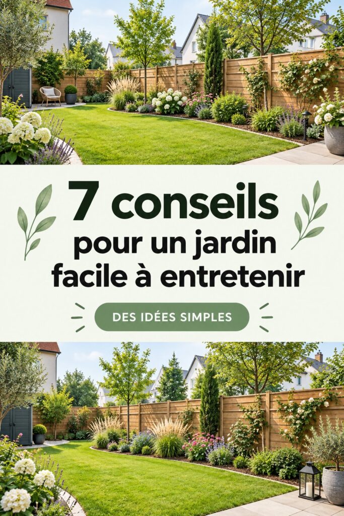 Un jardin beau et facile à entretenir avec des plantes diverses.