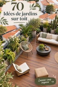 Jardin suspendu coloré sur un balcon avec diverses plantes.