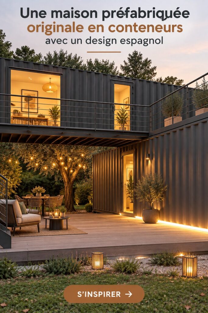 Maison en conteneurs au design espagnol alliant modernité et accessibilité.