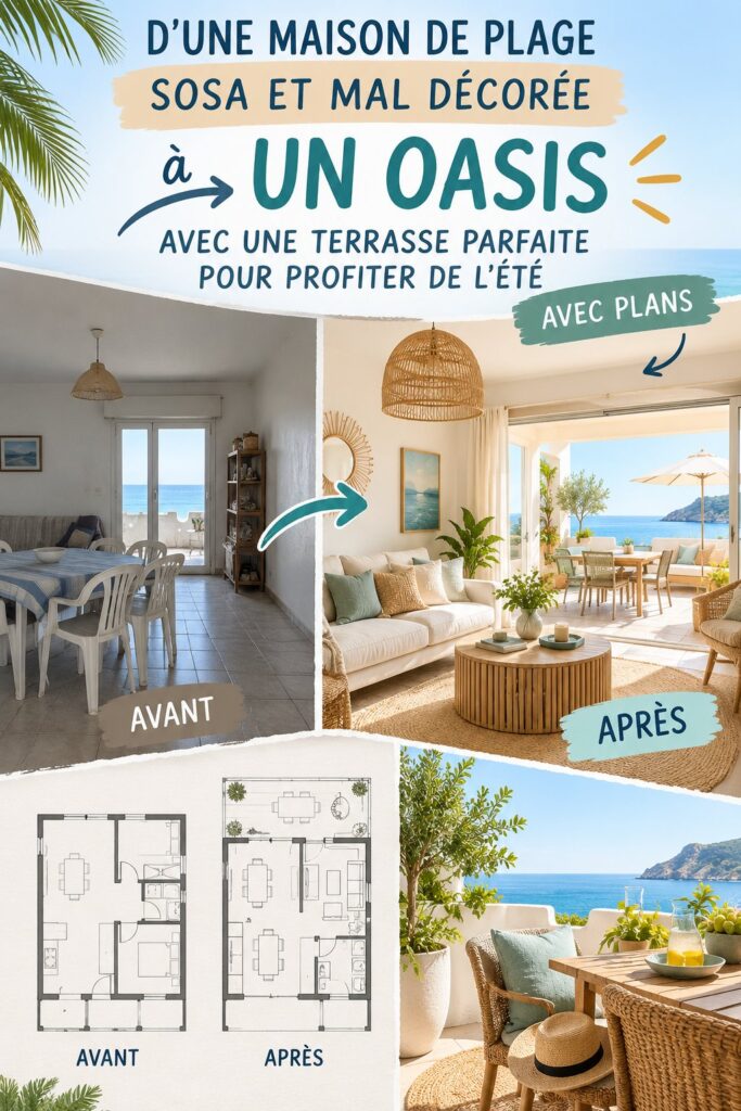 Transformation d'une maison de plage en un espace accueillant avec terrasse