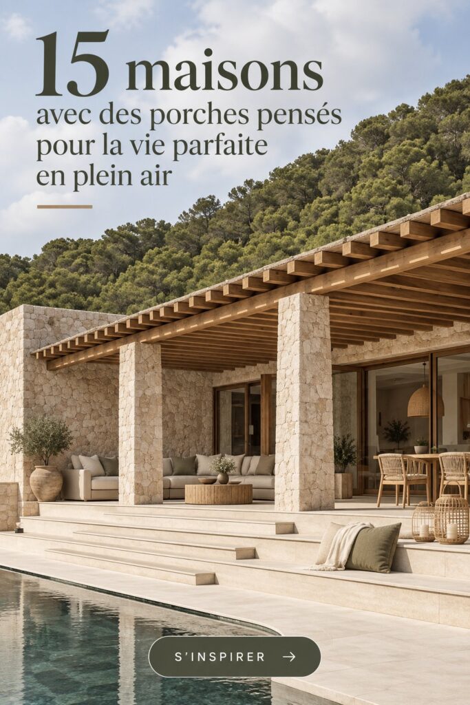 Porche accueillant d'une maison avec des chaises confortables et une ambiance chaleureuse