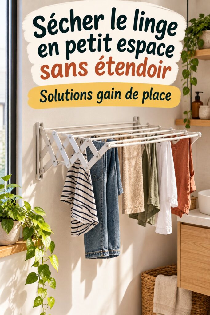 Espace de séchage élégant dans un petit appartement avec des supports modernes.