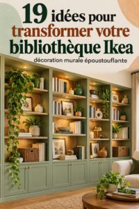 Bibliothèque Ikea Billy réaménagée avec style et accessibilité.
