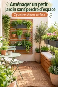Un jardin d'intérieur cosy avec des plantes variées dans un petit espace accueillant.