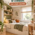 Petite chambre cosy avec des couleurs claires et des meubles multifonctionnels pour un aménagement pratique.