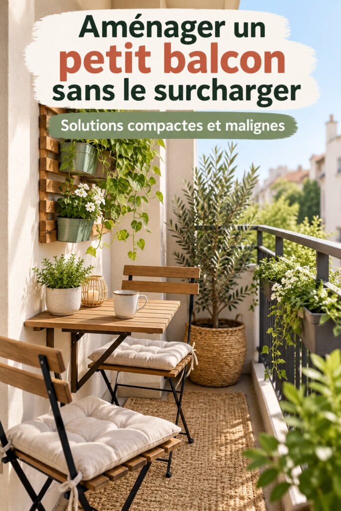 Petite terrasse aménagée avec des meubles légers et des plantes