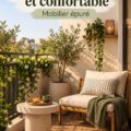 Balcon moderne avec des meubles minimalistes, décoré pour une ambiance cosy.