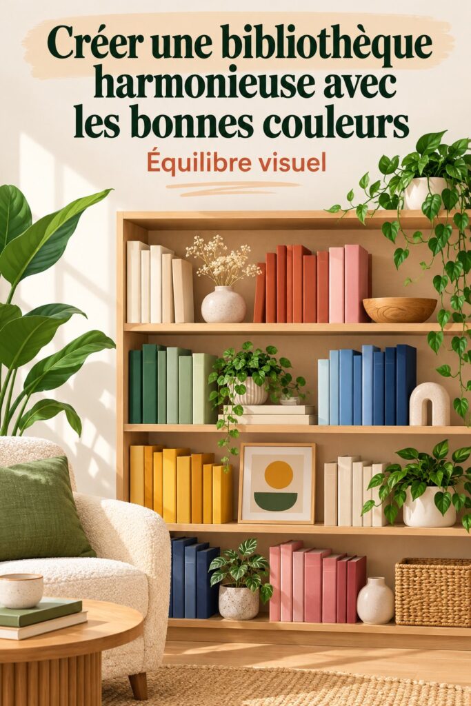 Une bibliothèque décorée avec des couleurs apaisantes et harmonieuses
