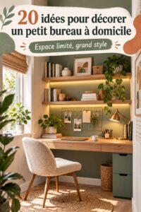 Un bureau à domicile décoré avec goût, inspirant et fonctionnel.